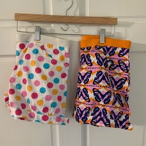 Lot of 2 Garnet Hill Girls Polkadot & Butterfly Cotton Shorts 14